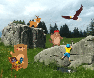 Sifflote la marmotte et ses amis Mini grimpeur avec les guides des carroz