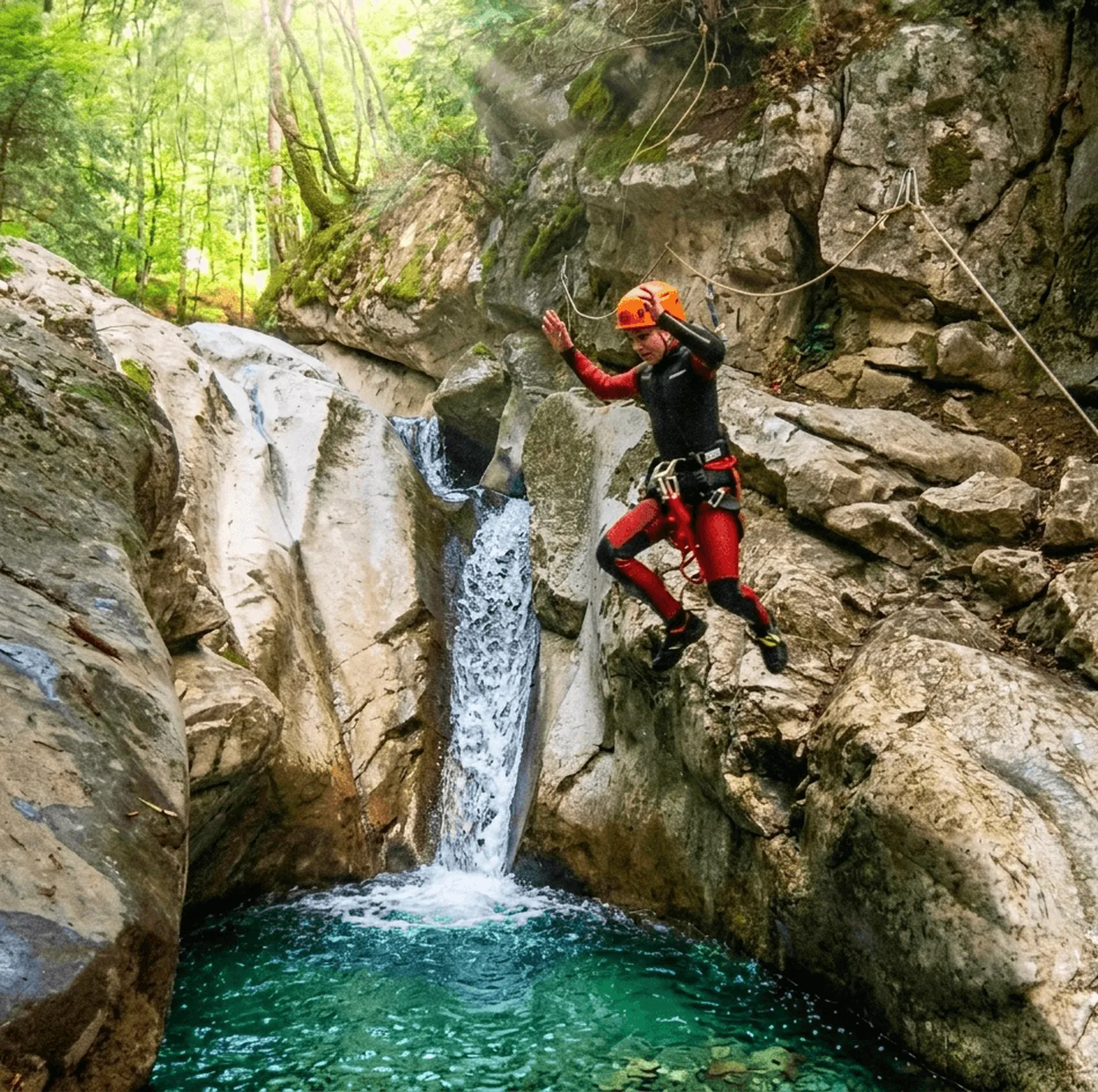 enfants en canyoning avec les guides des carroz